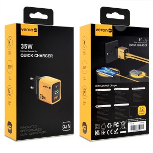 Home Charger 35W GaN Digital Display PD+QC Veron TC-35